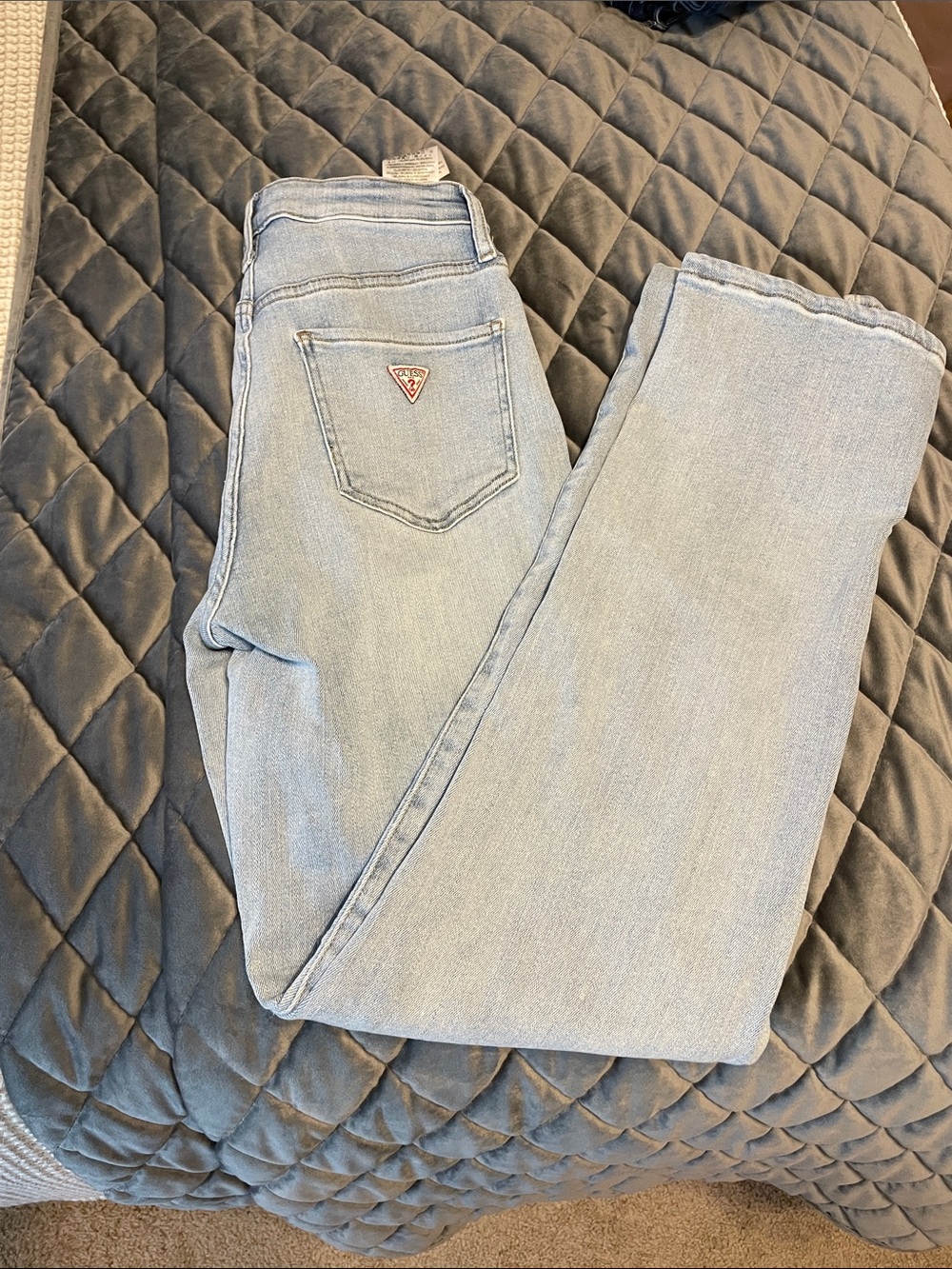 Guess Pale Blue High-Rise Slim Straight Jeans